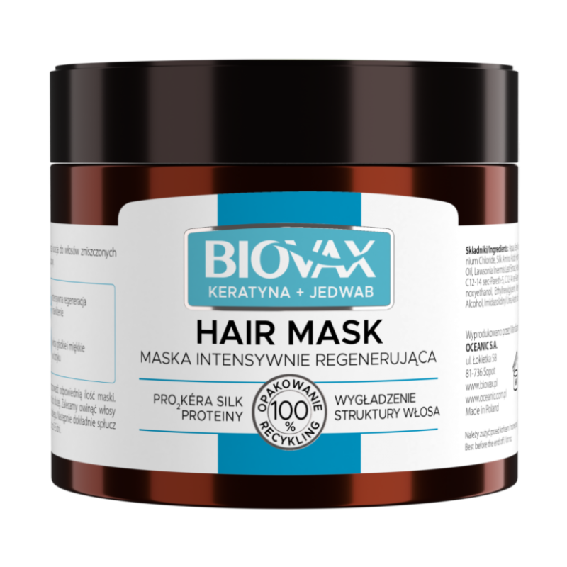 L'Biotica Biovax Keratyna + Jedwab Maska intensywnie regenerująca, 250 ml