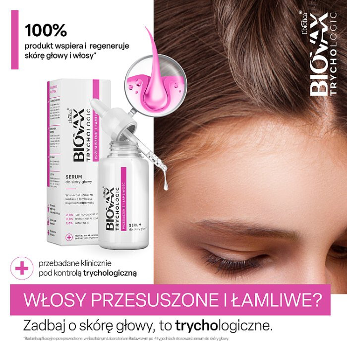 L'Biotica Biovax Trychologic Przesuszenie i Łamliwość serum do skóry głowy, 50 ml