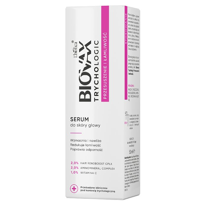 L'Biotica Biovax Trychologic Przesuszenie i Łamliwość serum do skóry głowy, 50 ml