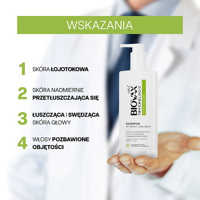 L'Biotica Biovax Trychologic Przetłuszczanie szampon do włosów i skóry głowy, 200 ml