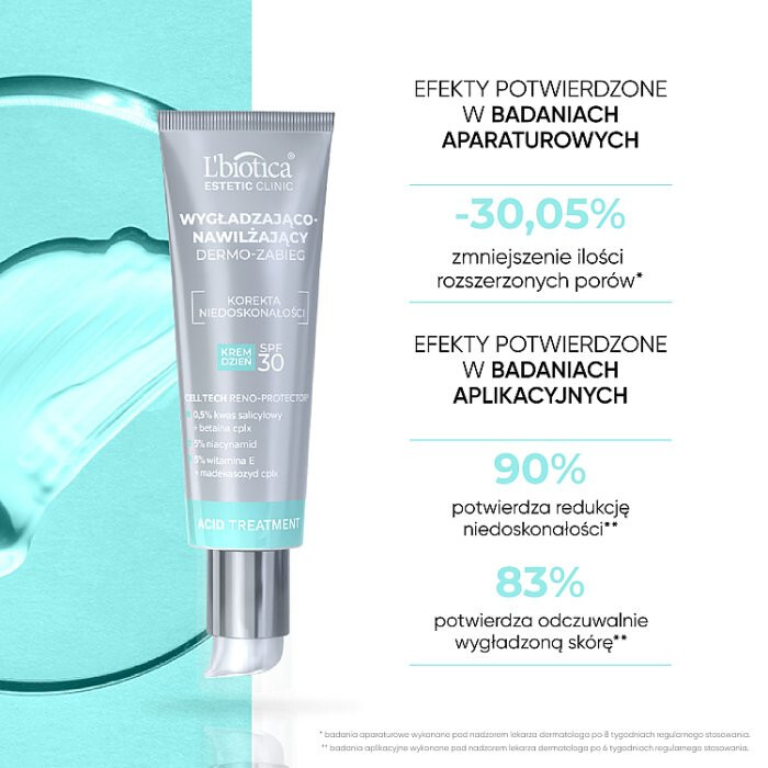 L'Biotica Estetic Clinic Acid Treatment Wygłądzająco-nawilżający Dermo-zabieg Krem dzień SPF30 35 ml