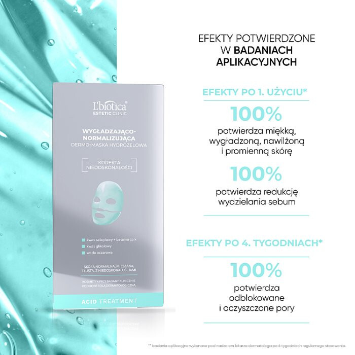 L'Biotica Estetic Clinic Acid Treatment Wygłądzająco-normalizująca Dermo-maska hydrożelowa 1 szt