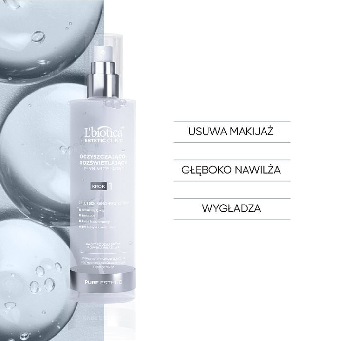 L'Biotica Estetic Clinic Pure Estetic Oczyszczająco-rozświetlający Płyn micelarny 200 ml