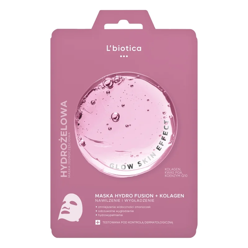 L'Biotica Hydrożelowa maska do twarzy z kolagenem, 1 szt.