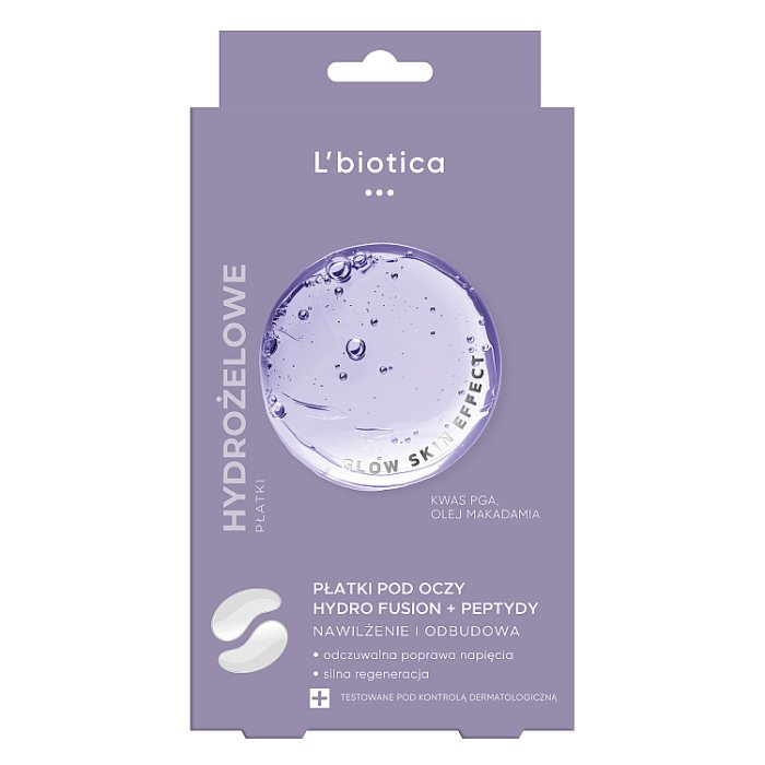 L'biotica PGA Hydro Fusion hydrożelowe płatki pod oczy z peptydami, 2 szt.