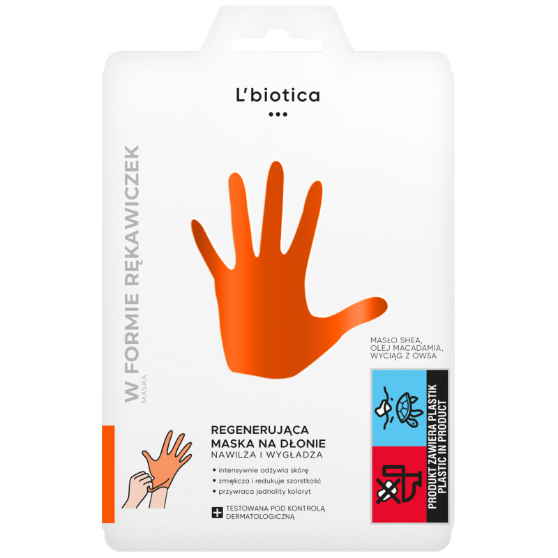 L'Biotica Regenerująca maska na dłonie w postaci rękawiczek, 1 para