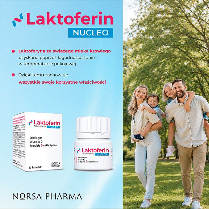 Laktoferin Nucleo kapsułki z laktoferyną i kompleksem nukleotydów, 30 szt.