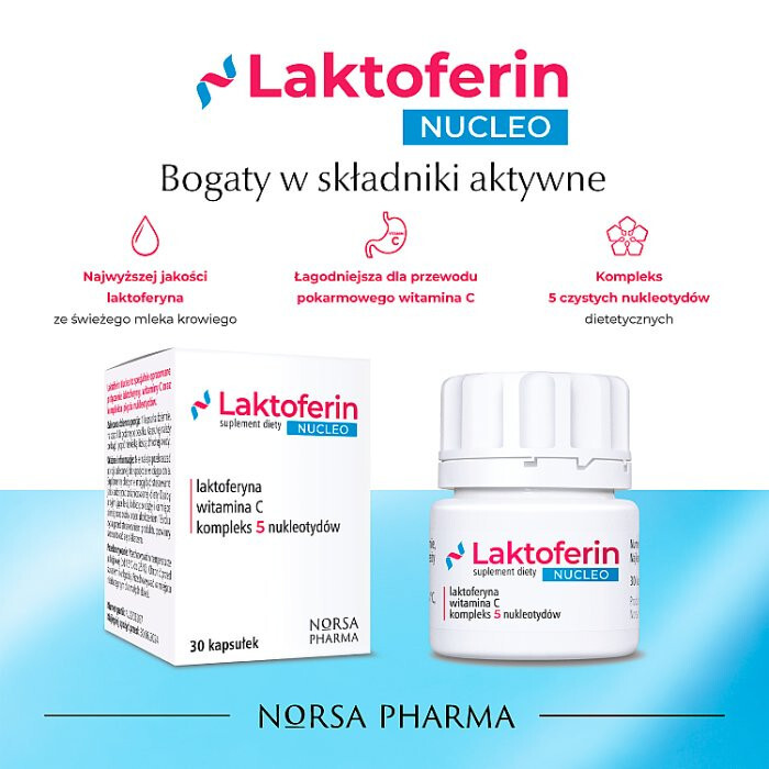 Laktoferin Nucleo kapsułki z laktoferyną i kompleksem nukleotydów, 30 szt.