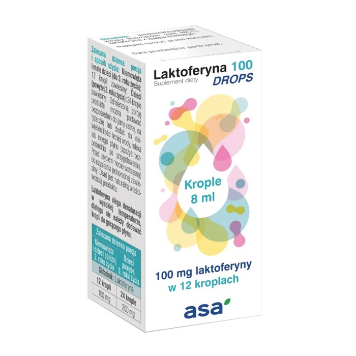 Laktoferyna 100 Drops krople na odporność od 1. roku życia, 8 ml
