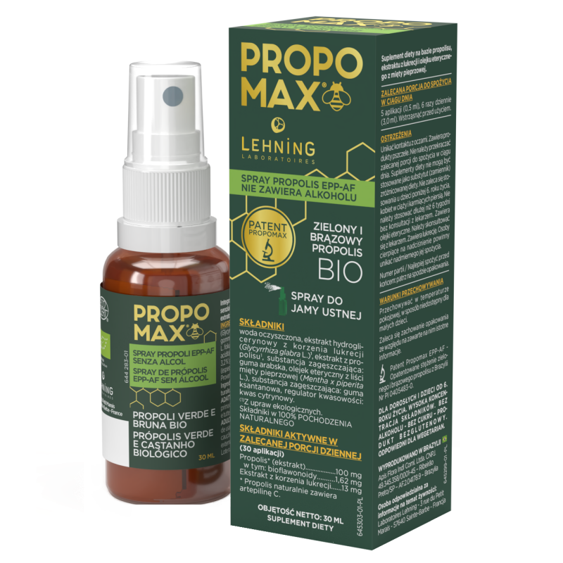 Lehning Propomax Spray do jamy ustnej z propolisem bez alkoholu, 30 ml