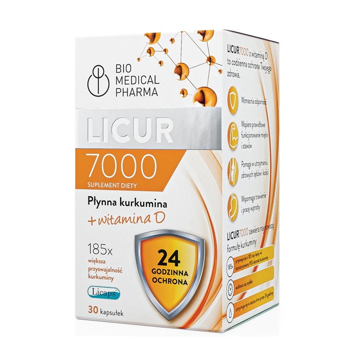 Licur 7000 kapsułki z płynną kurkuminą i witaminą D3 na odporność, 30 szt.