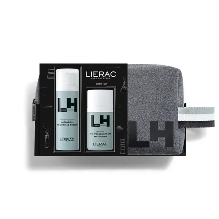 Lierac Homme Zestaw dla mężczyzn: emulsja anti-aging, 50 ml + dezodorant 48H w kulce, 50 ml + kosmetyczka