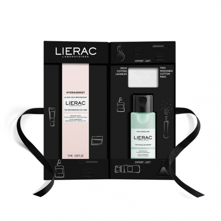 Lierac Hydragenist Zestaw krem pod oczy, 15 ml + woda micelarna, 50 ml + płatki do demakijażu, 2 szt.