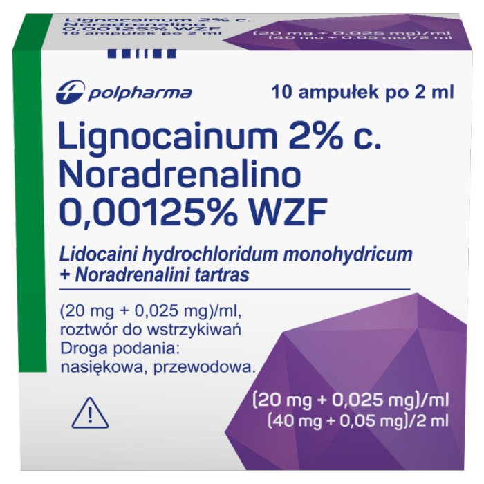 Lignocainum hydrochloricum 2% iniekcje 2 ml, 10 ampułek