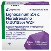 Lignocainum hydrochloricum 2% iniekcje 2 ml, 10 ampułek