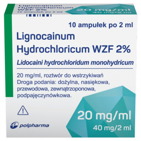 Lignocainum hydrochloridum injection 2 % 2 ml, 10 ampułek