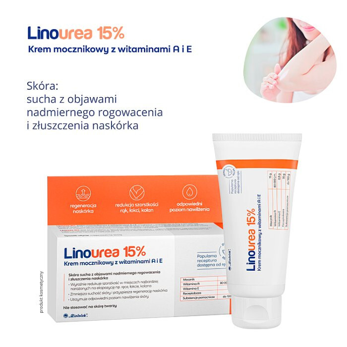 Linourea krem mocznikowy 15%, witaminy A+E, 50 g