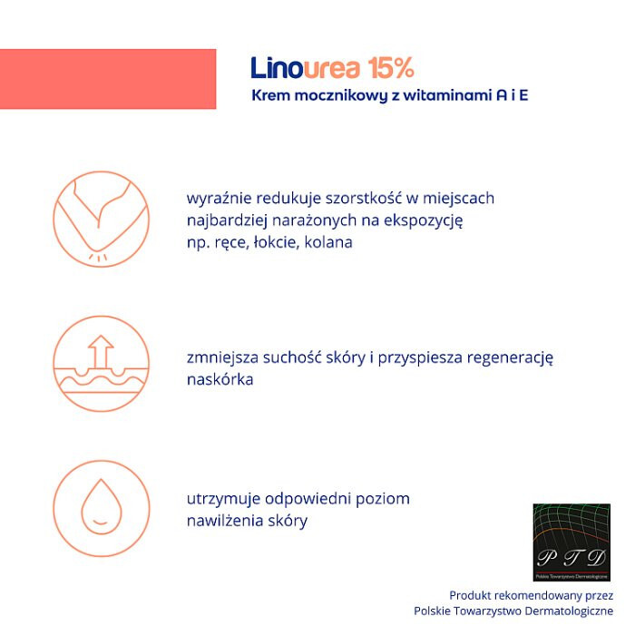 Linourea krem mocznikowy 15%, witaminy A+E, 50 g