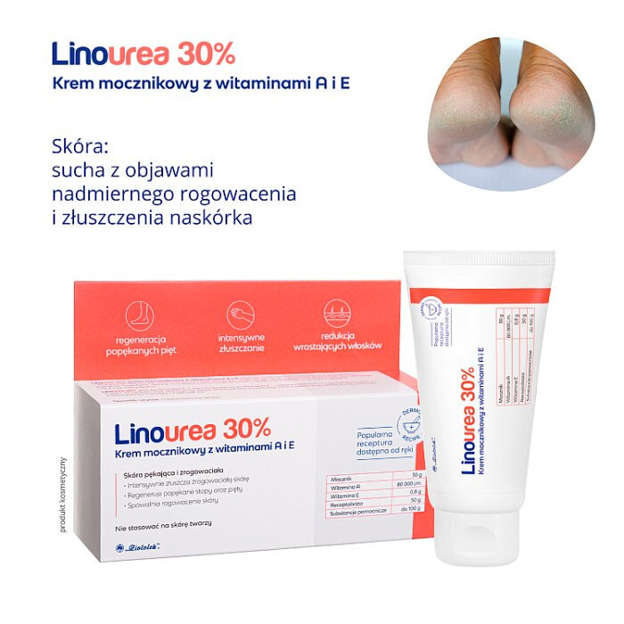 Linourea krem mocznikowy 30% z witaminami A+E, 50 g