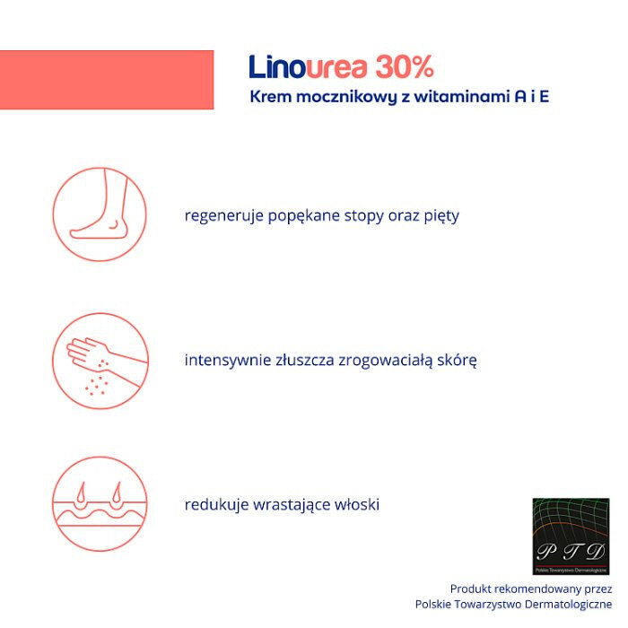Linourea krem mocznikowy 30% z witaminami A+E, 50 g