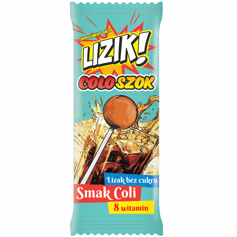 Lizik! Coloszok Lizak bez cukru o smaku coli, 1 szt.