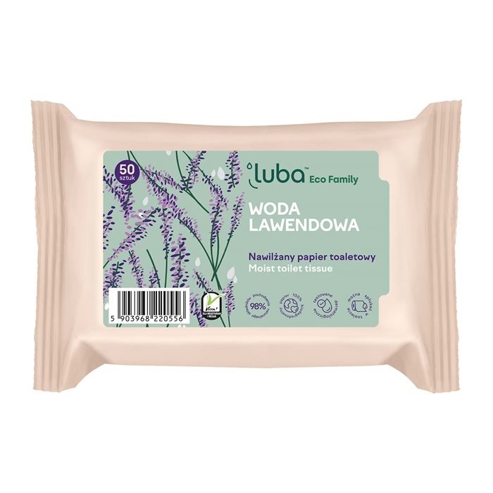 LUBA ECO Nawilżany papier toaletowy Woda lawendowa 50 szt.