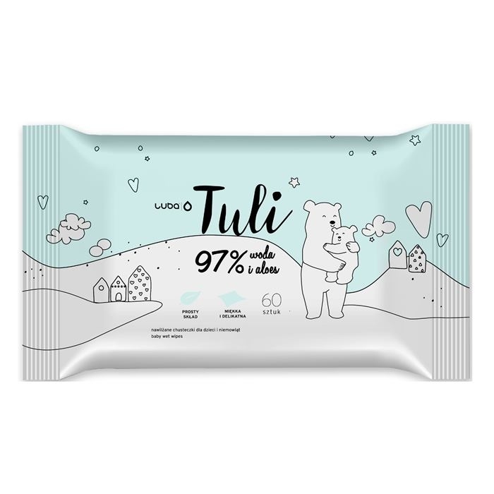 LUBA TULI Chusteczki nawilżane dla dzieci Woda i Aloes 60 sztuk