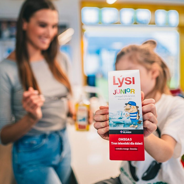 Lysi Tran islandzki dla dzieci o smaku mango-limonka, 240 ml