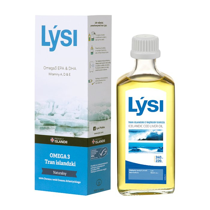 Lysi Tran Islandzki o smaku naturalnym, 240 ml