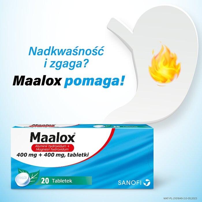 Maalox 20 tabletek do ssania lub żucia
