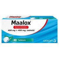 Maalox 400 mg + 400 mg tabletki na nadkwaśność i zgagę, 40 szt.