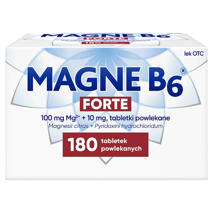 Magne B6 Forte tabletki powlekane na niedobór magnezu i witaminy B6, 180 szt.