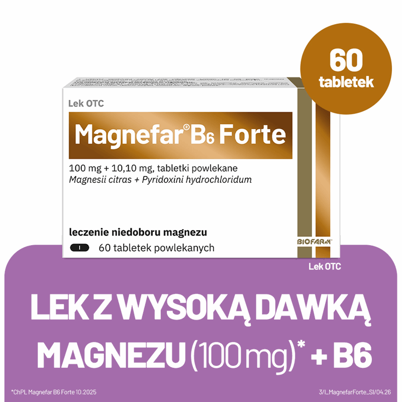Magnefar B6 Forte tabletki powlekane, 60 szt.