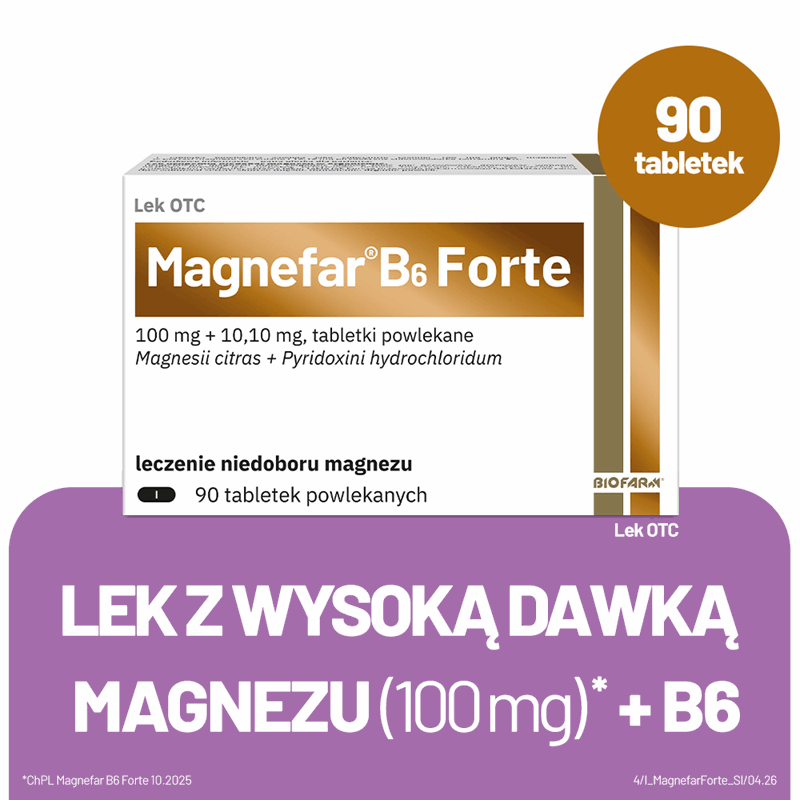 Magnefar B6 Forte tabletki powlekane, 90 szt.