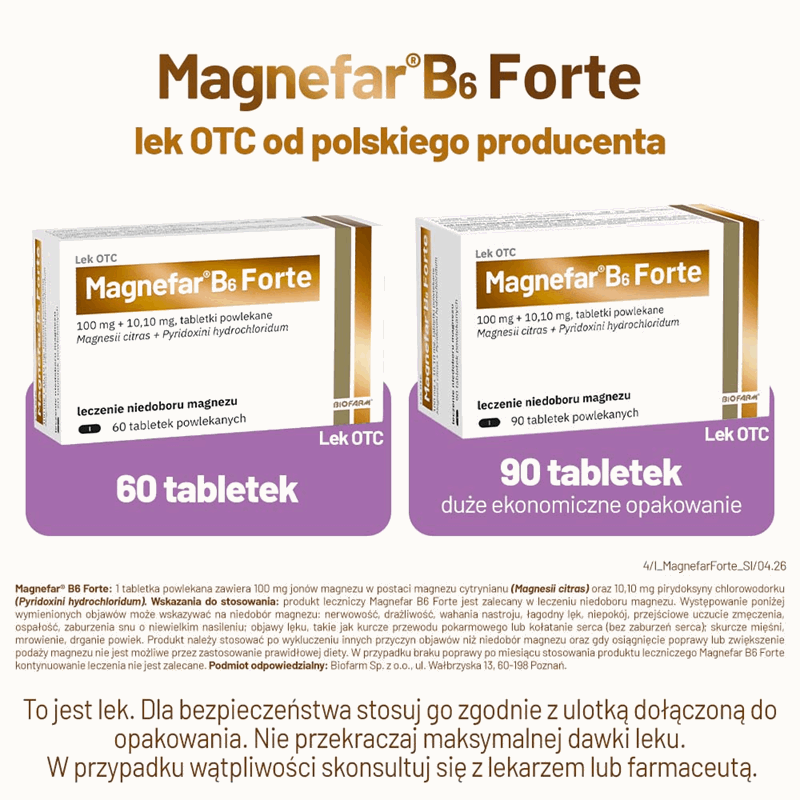 Magnefar B6 Forte tabletki powlekane, 90 szt.
