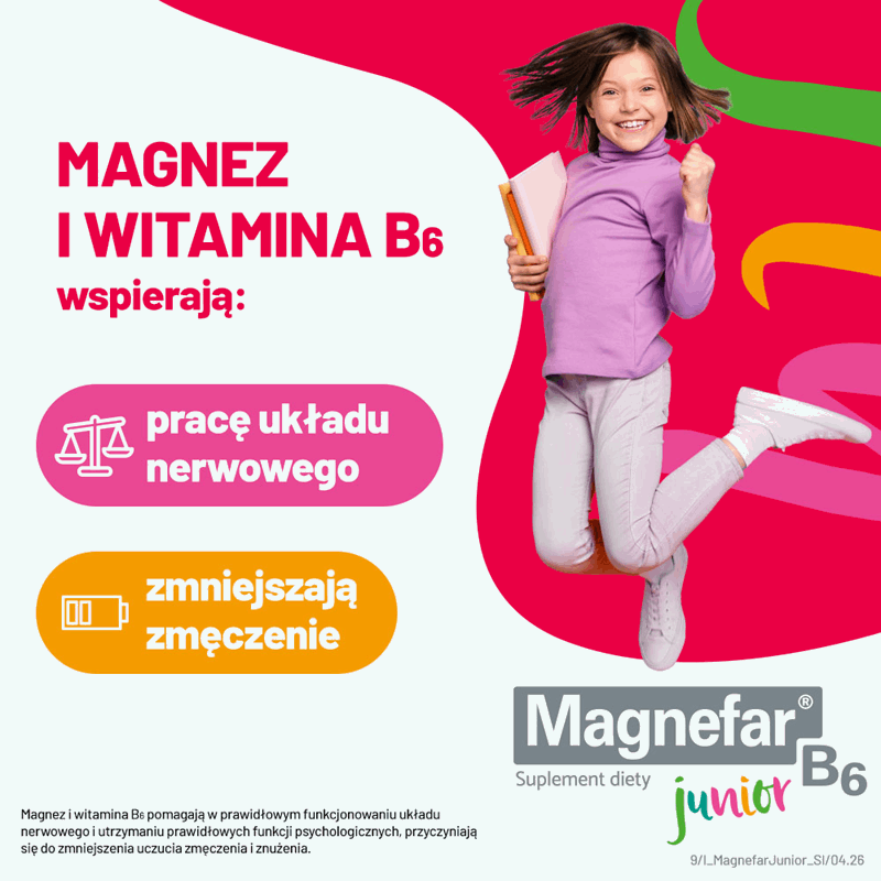 Magnefar B6 Junior płyn o smaku malinowym, 120 ml
