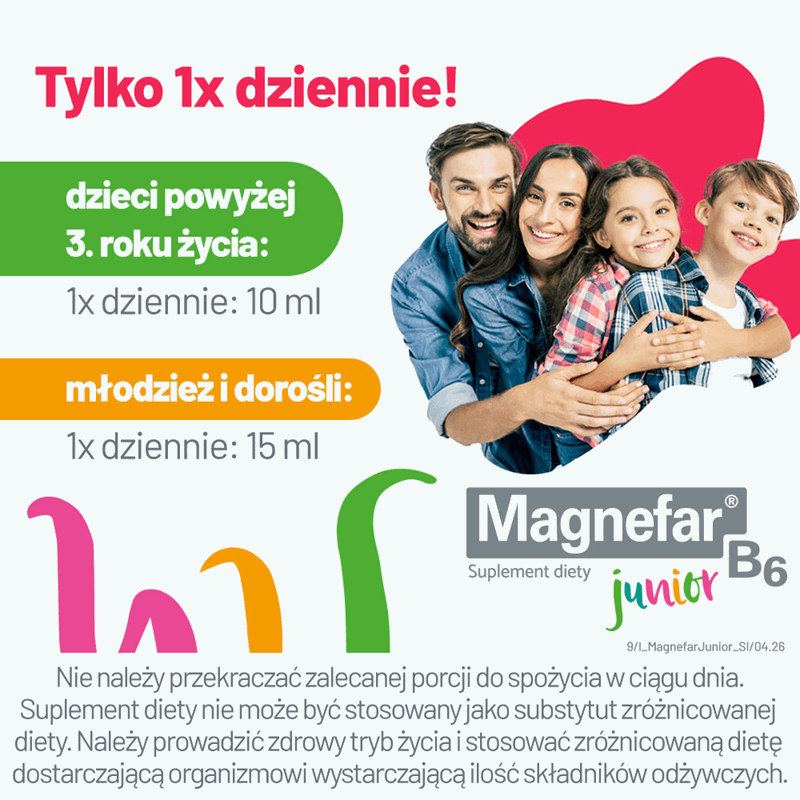 Magnefar B6 Junior płyn o smaku malinowym, 120 ml