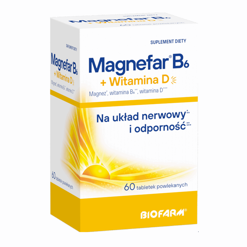 Magnefar B6 + Witamina D tabletki powlekane, 60 szt.