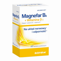 Magnefar B6 + Witamina D tabletki powlekane, 60 szt.