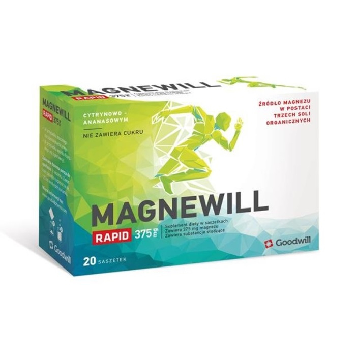 Magnewill Rapid 375 mg saszetki o smaku cytrynowo ananasowym, 20 szt.