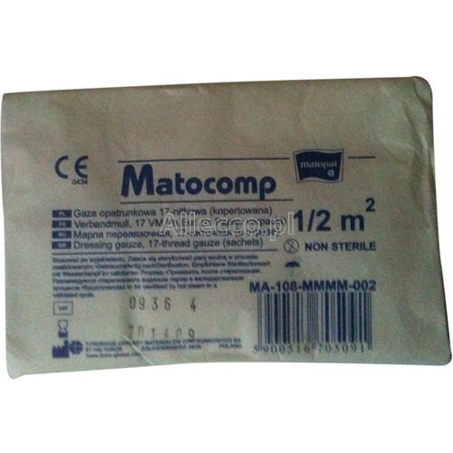 MATOCOMP Gaza opatrunkowa, niejałowa 17-nitkowa 1/2 m kw. 1 szt.