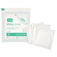 MATOCOMP Kompresy gazowe, jałowe 17 nitek 8 warstw 5cm x 5cm 3 szt.