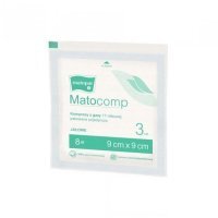 MATOCOMP Kompresy gazowe, jałowe 17 nitek 8 warstw 9cm x 9cm 3 szt.