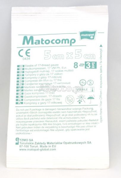 MATOCOMP Kompresy jałowe 17 nitek 8 warstw 5cm x 5cm 3 szt.