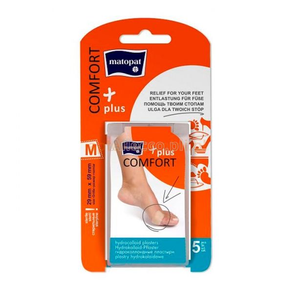 MATOPAT COMFORT PLUS Plastry hydrokoloidowe roz. M 5 szt.