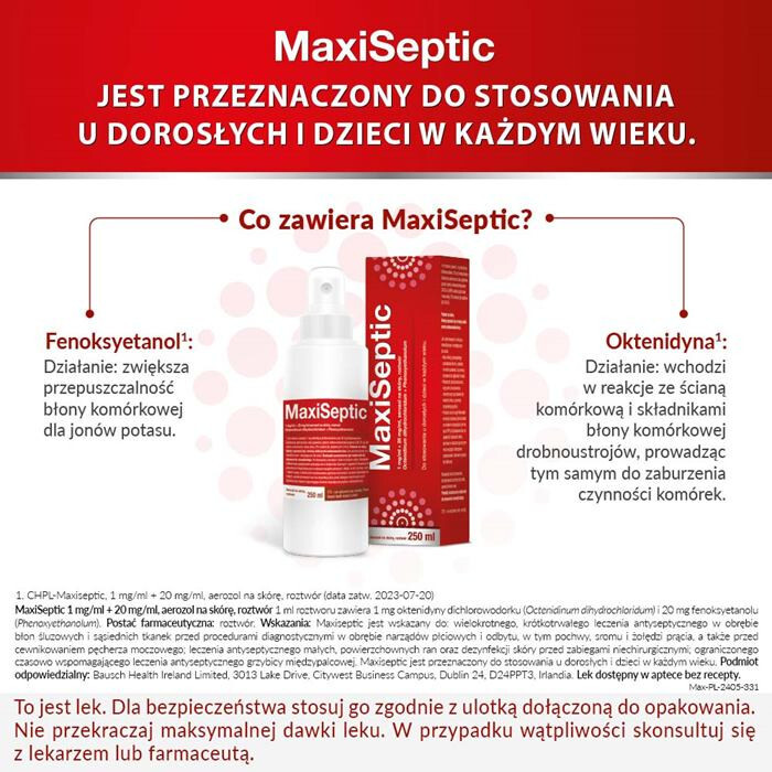 Maxiseptic aerozol na skórę, 250 ml