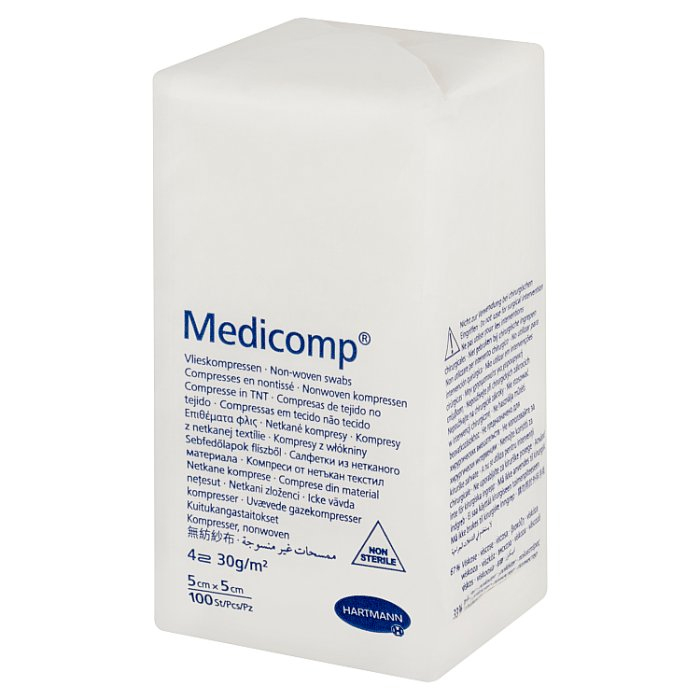 MEDICOMP Kompresy niejałowe z włókniny 5 cm x 5 cm 100 szt.