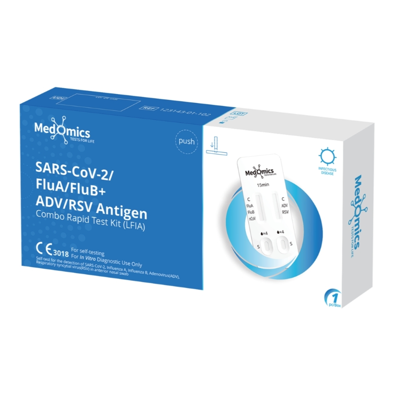 Medomics SARS-CoV-2/FluA/FluB+ADV/RSV Antigen Combo Rapid Test Kit, 1 szt.