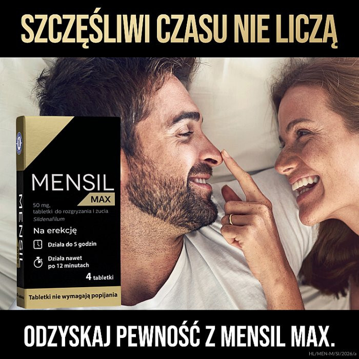 Mensil Max 50 mg tabletki do rozgryzania i żucia na erekcję, 4 szt.