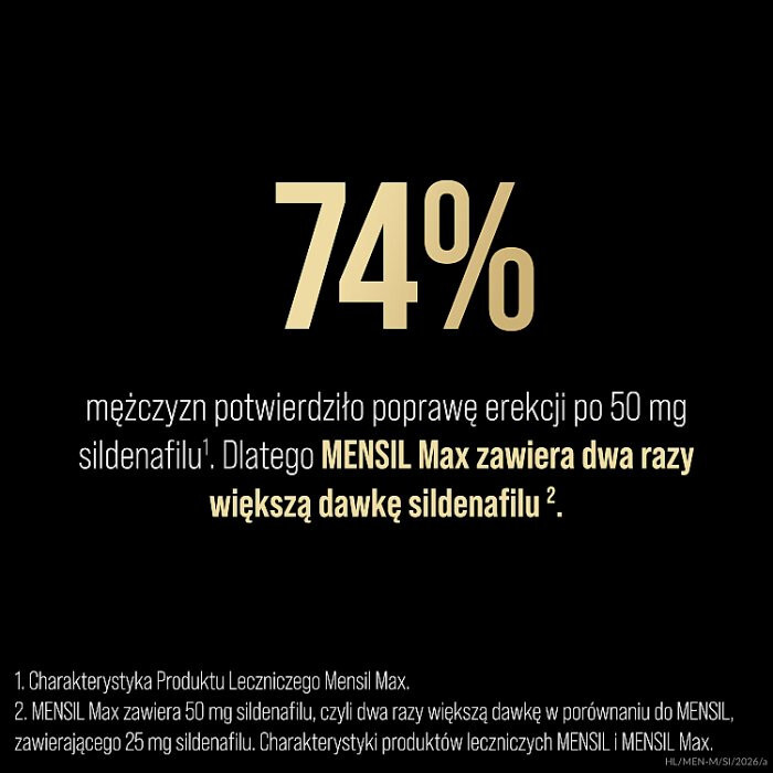 Mensil Max 50 mg tabletki do rozgryzania i żucia na erekcję, 4 szt.